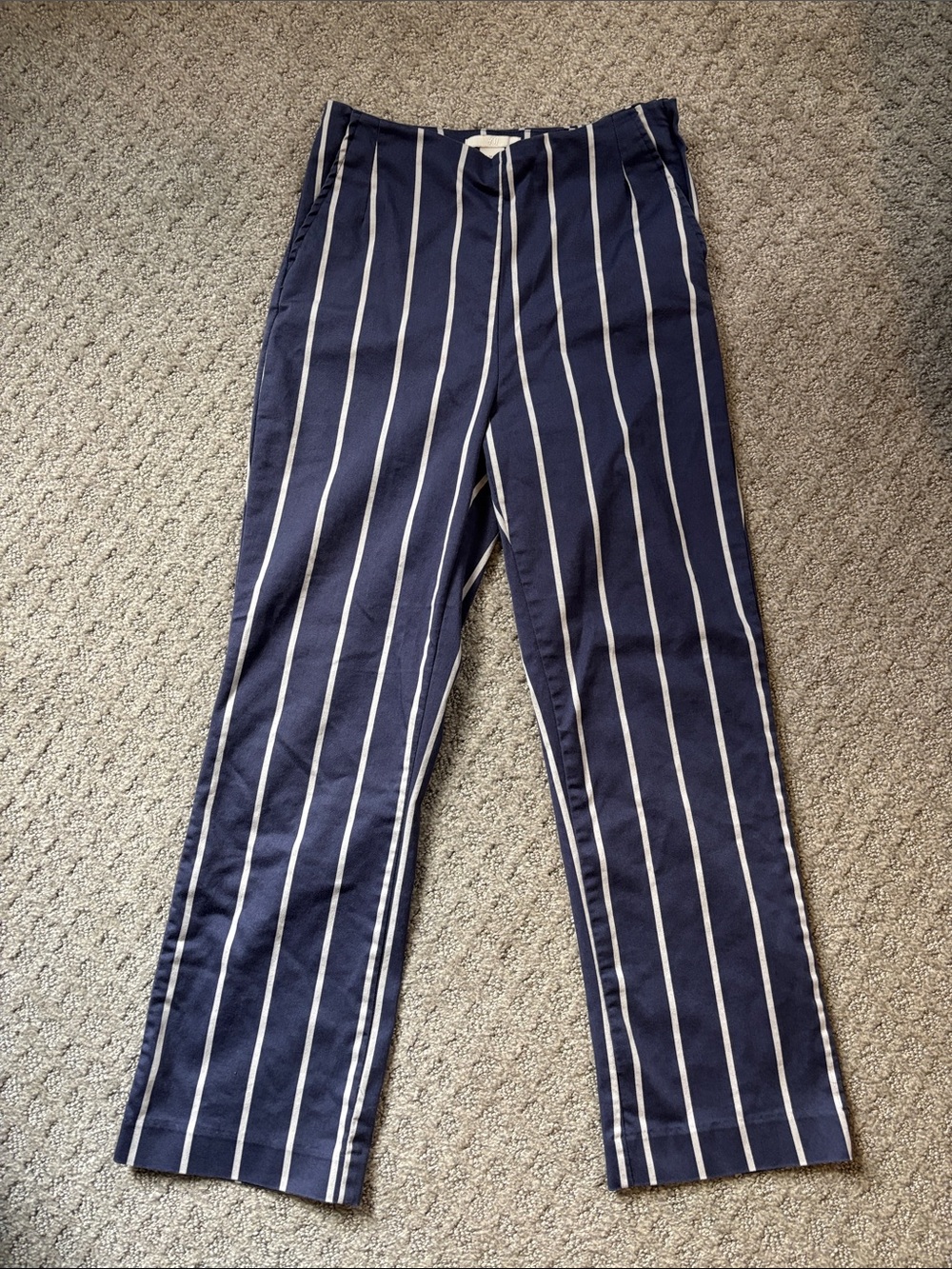 H&M Navy and White Vertical Stripe Ankle Pants